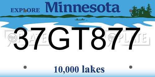 37GT877 Minnesota License Plate