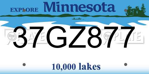 37GZ877 Minnesota License Plate