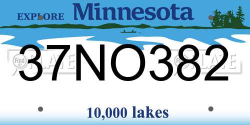 37NO382 Minnesota License Plate