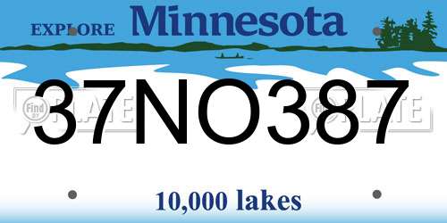 37NO387 Minnesota License Plate