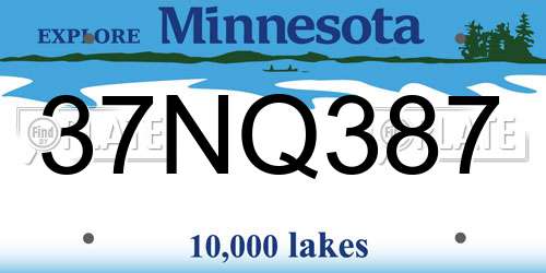 37NQ387 Minnesota License Plate