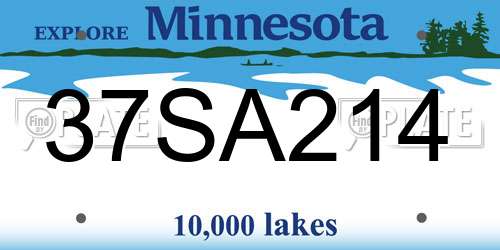 37SA214 Minnesota License Plate