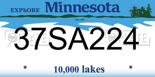 37SA224 Minnesota License Plate