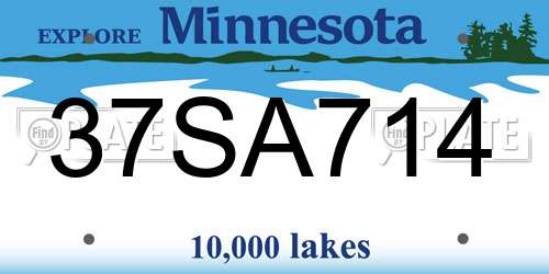 37SA714 Minnesota License Plate