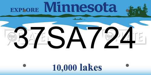 37SA724 Minnesota License Plate