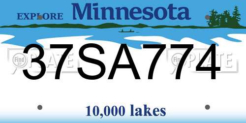 37SA774 Minnesota License Plate