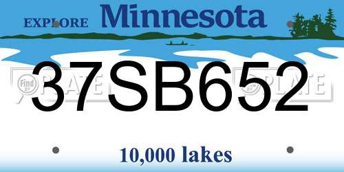 37SB652 Minnesota License Plate