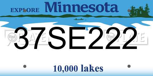 37SE222 Minnesota License Plate