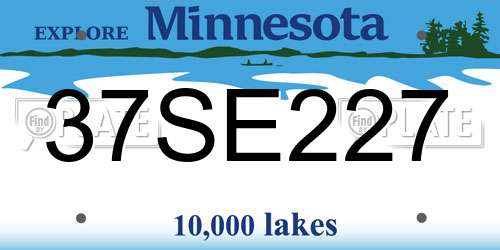 37SE227 Minnesota License Plate