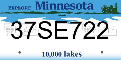 37SE722 Minnesota License Plate