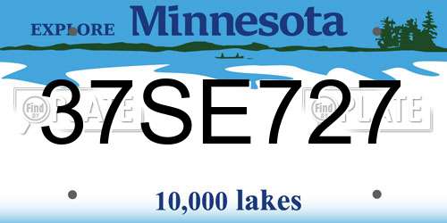 37SE727 Minnesota License Plate