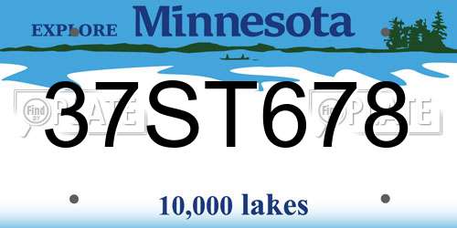 37ST678 Minnesota License Plate