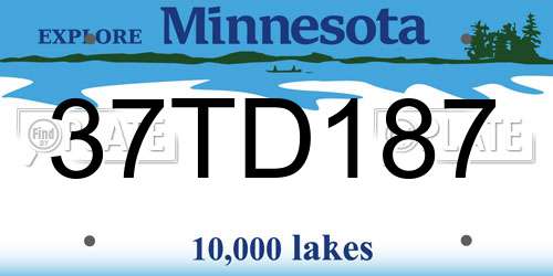 37TD187 Minnesota License Plate