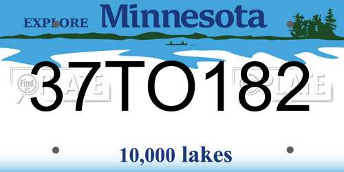 37TO182 Minnesota License Plate