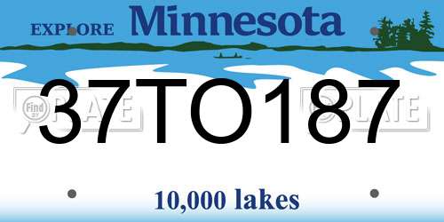 37TO187 Minnesota License Plate