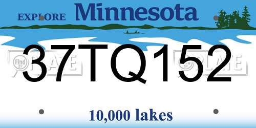 37TQ152 Minnesota License Plate