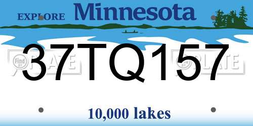 37TQ157 Minnesota License Plate