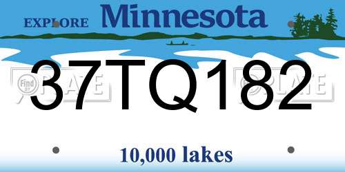 37TQ182 Minnesota License Plate