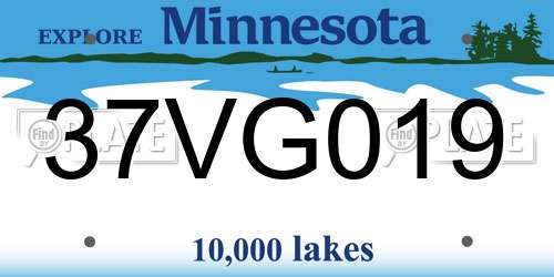 37VG019 Minnesota License Plate