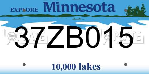 37ZB015 Minnesota License Plate