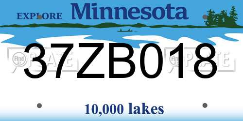 37ZB018 Minnesota License Plate