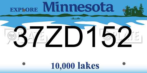 37ZD152 Minnesota License Plate