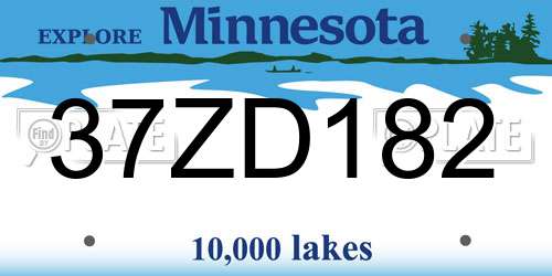37ZD182 Minnesota License Plate