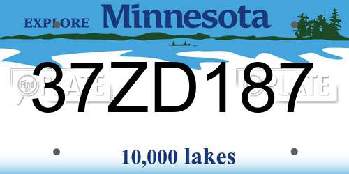 37ZD187 Minnesota License Plate