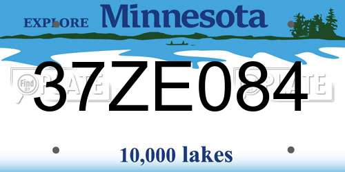 37ZE084 Minnesota License Plate
