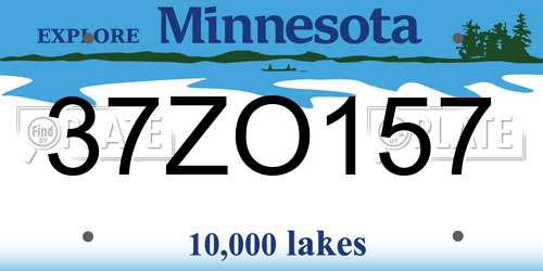 37ZO157 Minnesota License Plate