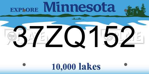 37ZQ152 Minnesota License Plate