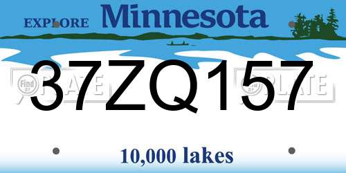 37ZQ157 Minnesota License Plate