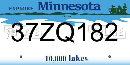 37ZQ182 Minnesota License Plate