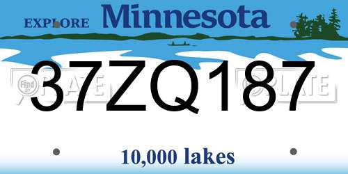 37ZQ187 Minnesota License Plate