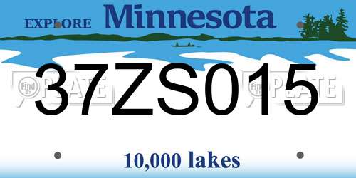 37ZS015 Minnesota License Plate