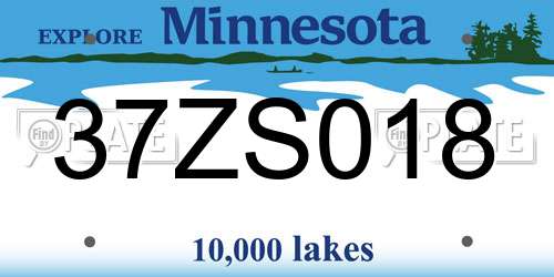 37ZS018 Minnesota License Plate