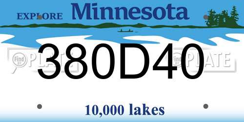 380D40 Minnesota License Plate