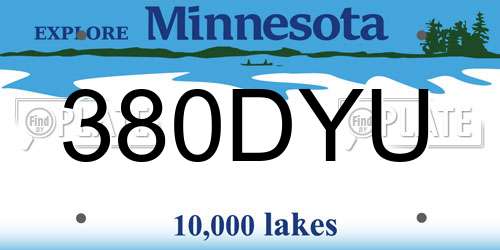380DYU Minnesota License Plate
