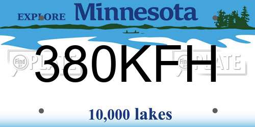 380KFH Minnesota License Plate