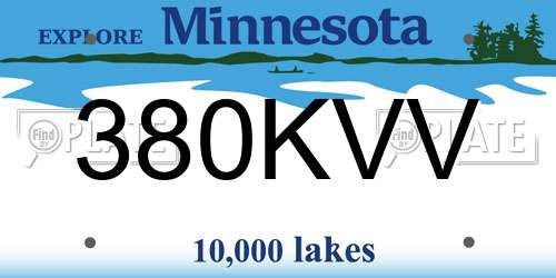 380KVV Minnesota License Plate
