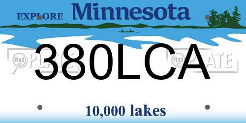 380LCA Minnesota License Plate