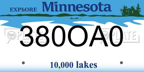 380OA0 Minnesota License Plate