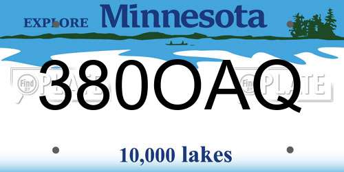 380OAQ Minnesota License Plate