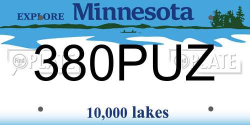 380PUZ Minnesota License Plate