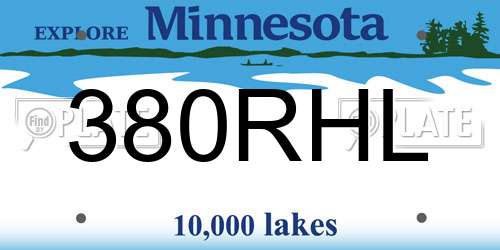 380RHL Minnesota License Plate