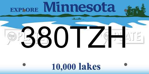 380TZH Minnesota License Plate