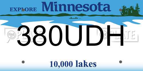 380UDH Minnesota License Plate