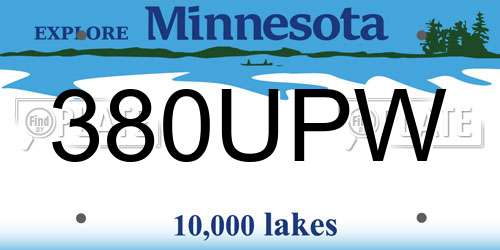 380UPW Minnesota License Plate