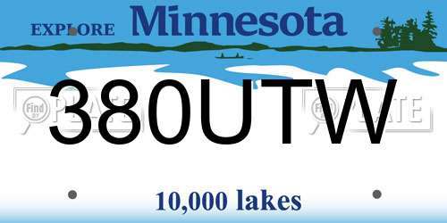 380UTW Minnesota License Plate