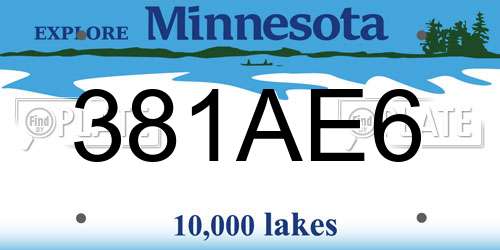 381AE6 Minnesota License Plate
